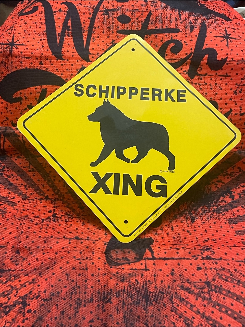 Vintage Schipperke Crossing Metal Sign